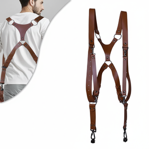 Vintage Artistic Pu Leather <b>Camera</b> <b>Harness</b> Straps 3.8cm Width Double Shoulder For Slr Photography Accessories - Product Image 1