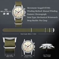 Montre mécanique à remontage manuel chronographe pour homme Seagull 1963 édition internationale, verre métallique, original ST1901 D304 Memorial