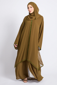 Abaya personnalisée avec broderie et perles pour femmes musulmanes, robe longue ample à manches longues, robe maxi musulmane pour femmes - Product Image 4