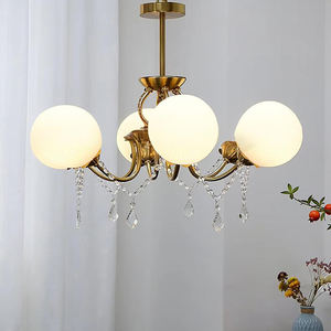 Lámpara de techo con diseño de <span class=keywords><strong>estambre</strong></span> de hierro para el hogar, candelabro moderno de cobre y vidrio blanco para dormitorio y sala de estar - Product Image 3