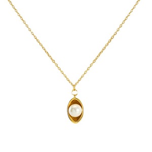 ZOGXIN Pearl Necklace 18K Gold Plated Stainless Steel Clavicle Chain For Women Everyday Wear - Product Image 5
