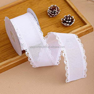 <span class=keywords><strong>Ruban</strong></span> en lin uni rose <span class=keywords><strong>et</strong></span> <span class=keywords><strong>blanc</strong></span> fait main <span class=keywords><strong>de</strong></span> 2,5 pouces avec bord festonné pour emballage cadeau - Product Image 3