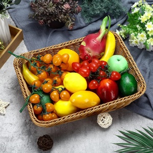 Dokuma Plastik Rattan Sepet Hasır Meyve Sebze İstiflenebilir Sepet Sentetik Rattan Servis Tepsisi Ev Mutfak Piknik Aktivitesi için - Product Image 2