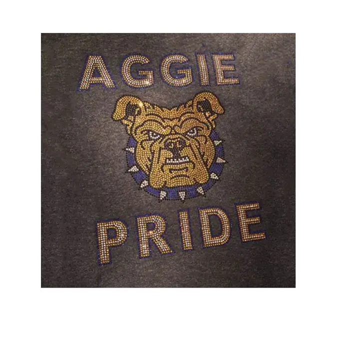 Commerci all'ingrosso Custom Bling Texas Aggies A & M Football design Iron on strass Heat Transfers for clothing