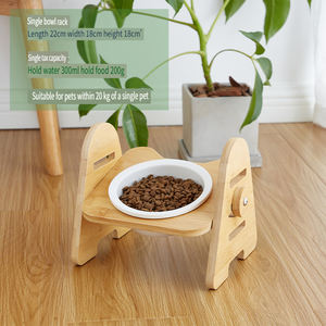 Mangkuk anjing keramik hewan peliharaan, Tempat makan leher tinggi dapat disesuaikan untuk makanan anjing kucing dan air kayu keramik kucing - Product Image 4