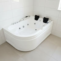 Baignoire à remous hydro-massante familiale pour salle de bain intérieure, 2 personnes, baignoire spa chaude et froide avec oreiller