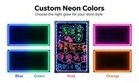 Tableau d'écriture LED lumineux en gros, installation flexible, mural ou sur pied, plusieurs tailles, pour usage commercial