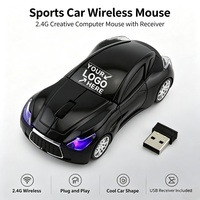Ratón Inalámbrico con Forma de Auto Personalizado con Logotipo, Ratón Óptico Deportivo con Receptor USB, Ratón Portátil para Computadora Portátil y de Escritorio, Regalo