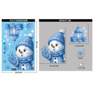Pegatina Decorativa Navideña para Ventana de PVC Impermeable con Diseño Tridimensional de Papá Noel, Muñeco de Nieve Azul y Copo de Nieve - Product Image 6