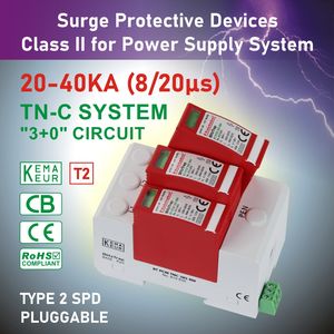 Dispositivo de Protección Contra Sobretensiones Trifásico para Toda la Casa, 380V CA, SPD 20kA 40kA T2 3P <span class=keywords><strong>KEMA</strong></span> - Product Image 3