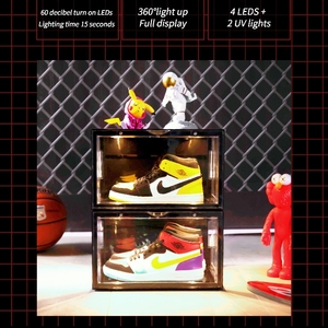 New Acrylic Tùy Chỉnh Khổng Lồ Dẫn Ánh Sáng Rõ Ràng Từ Drop Front Có Thể Gập Lại <span class=keywords><strong>Stackable</strong></span> Điều Khiển Bằng Giọng Nói Sneaker Lưu Trữ Hộp Giày Nhựa - Product Image 6