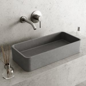 Lavabo Ovalado de Cemento BOTON STONE, <span class=keywords><strong>Encimera</strong></span> de Concreto, Diseño Redondo para Lavarse las Manos, Lavabo de Concreto Gris para Baño - Product Image 2