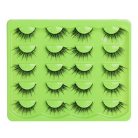Faux cils en bande complète 3D œil de chat, imperméables, personnalisables, 10 paires, style volume moelleux, réutilisables, avec logo personnalisé, vente en gros