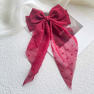 High-End Dames Rood Roze Lint Strik Haarclip Elegante Kerst Stijl Stof Hoofdband Super Zoete Accessoires - Product Image 6