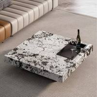 Table basse Luca Marble Snow Mountain Blue |   Marbre naturel poli, surface finie, taille personnalisée, fabrication sur mesure, commandes de projets, OEM, ODM