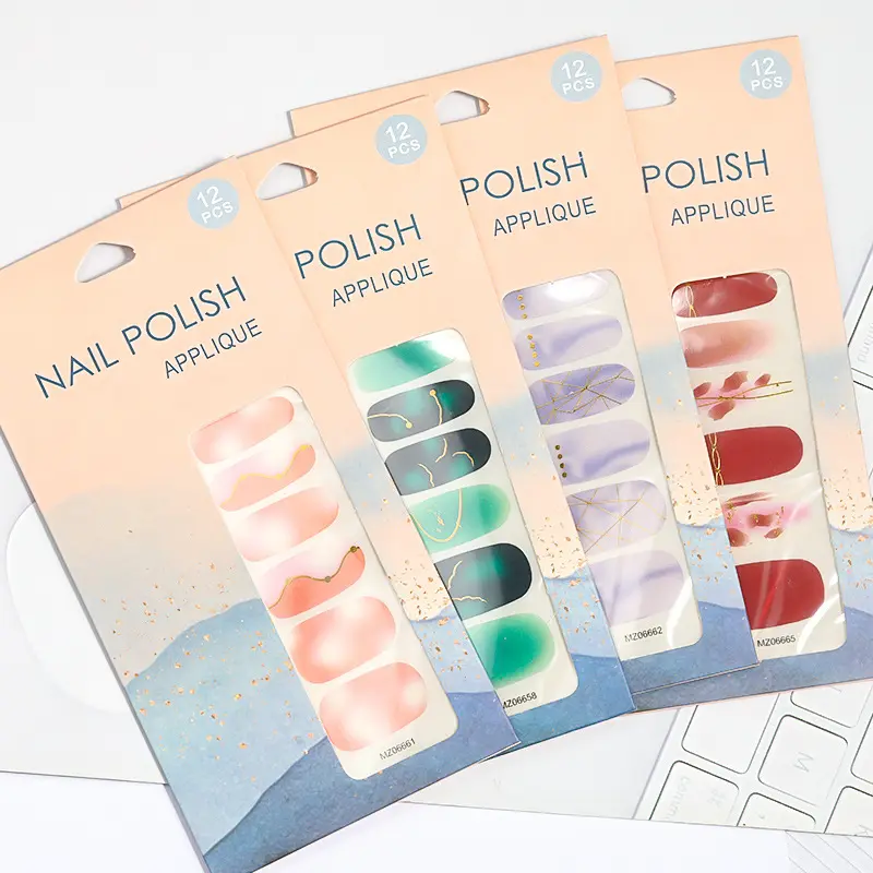 High-style European and American Nail Full Stickers 3D Bronzing sticker nail With Rubbing Strips nail stickers