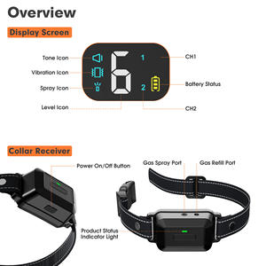 Venta al por mayor de pantalla Led Beep Vibration Spray automático <span class=keywords><strong>Dog</strong></span> <span class=keywords><strong>Bark</strong></span> Stopper <span class=keywords><strong>Collar</strong></span> disuasorio con 6 niveles - Product Image 3