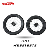 Roues à rayons HSKABIN 14/17 pouces pour moto électrique Yozma Strike Shadow, supermotard, roues de route, pneus noirs