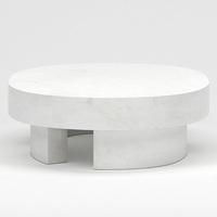 Table basse ovale en marbre blanc naturel, base incurvée segmentée, table basse contemporaine pour la maison, maison de rêve