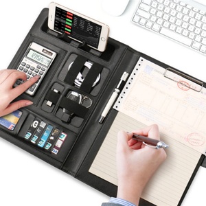 Boshiho Promotion Gift Business Multi-functional Pu <b>Leather</b> File <b>Folder</b> Presentation Portfolio - Product Image 1