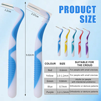 Brosse interdentaire à manche souple couleur OEM Produit de soins dentaires Orthodontie et poils en fil d'acier inoxydable Brosse interdentaire