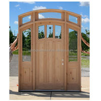 Portes d'entrée doubles en bois massif d'aulne noueux, style rustique campagnard, avec cadres intérieurs en bois de mahogany, pour chambre et cour.