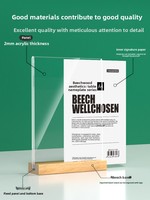 Présentoir double face en bois de hêtre en forme de L pour orientation horizontale/verticale, support de table pour menu/liste de prix