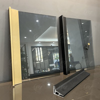 Nouveau style de porte, porte simple, profilés de cadre en aluminium doré laiton avec charnière à fermeture douce à 180 degrés