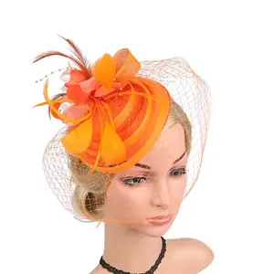 Accessori per capelli Vintage cappelli da sposa moda donna per ragazze cappello Fascinator con velo chiesa Derby Sinamay Clip copricapo