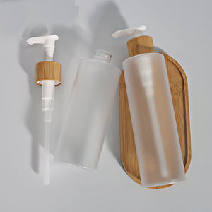 Nuevo estilo de lujo 150ml 200ml 250ml Cierre de bambú vacío esmerilado champú loción bomba PET botella para cosméticos - Product Image 3
