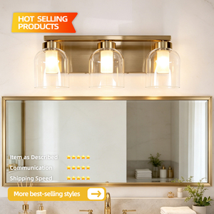 Modern Copper <b>Wall</b> Lamp <b>With</b> Glass Dome Shade 2700K Warm White LED E27 <b>Switch</b> Control Bathroom Vanity <b>Light</b> - Product Image 2