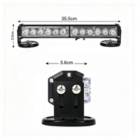 Barre lumineuse d'avertissement à LED 12W rechargeable avec fixation magnétique sur le toit, boîtier en aluminium, lampe clignotante multicolore pour SUV, VTT, camion