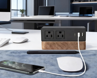 Multiprise flexible amovible avec 3 prises CA, 2 ports USB, câble de 1 m, matériau PC ignifuge, prise US, pour bureau et domicile