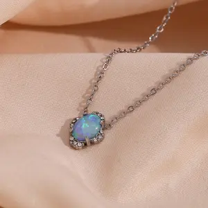 Free shipping China Manufacturer Fine Jewelry 925 Sterling Silver Blue Stone Necklace Sapphire Pendant Necklace