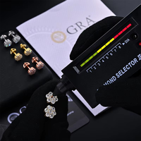 Anting-anting stud moissanite bunga VVS perak sterling 925 dengan sertifikat GRA, berlian imitasi 6,5-12mm, perhiasan mewah untuk wanita
