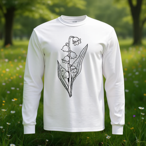 Lily Of The Valley Illustration Long Sleeve <b>T</b>-<b>Shirt</b> Wildflower <b>Garden</b> Flower Design - Product Image 3