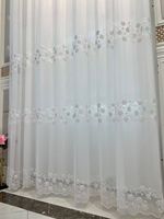 Tout notre site web produits prêts quantité minimale de commande 1 Rouleau brodé Sheer polyester tissu porte rideau tissu