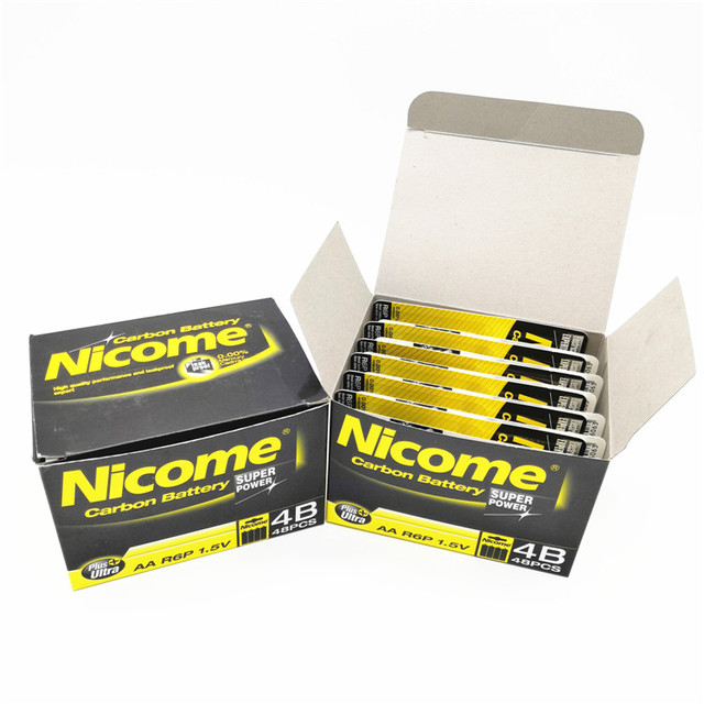 Nicome R6 Zinc Carbon AA Battery for Remote Control Toys Power Tools Home Appliances & Consumer Electronics-1.5V Nominal Voltage