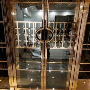 Vinoteca de Acero Inoxidable Dorado con Tiradores de Estilo <span class=keywords><strong>Chino</strong></span>, Mueble Multi-Puertas de Vidrio para Almacenamiento de Vino, Refrigerador de Vino para Villa - Product Image 5
