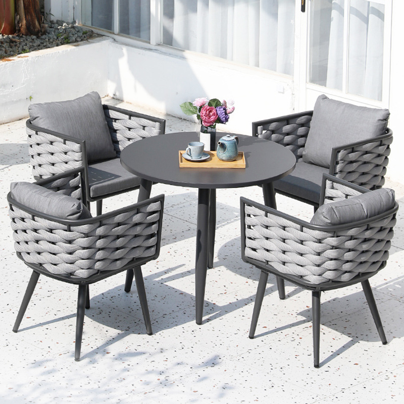 Noah four-chair 90cm all-aluminum round table-luxury edition