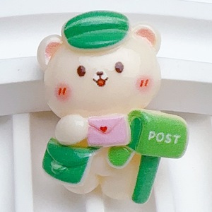 Personalizzabile viso luminoso postino orso piatto posteriore resina ciondoli ornamenti per capelli accessori del telefono per la decorazione - Product Image 5