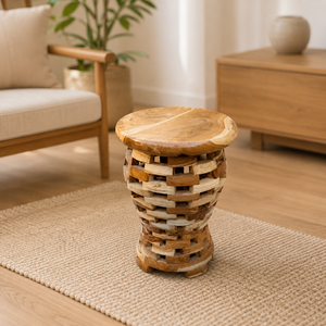 Fauteuil de loisirs en teck fait main, durable, minimaliste, motif nid d'oiseau concave, design sculptural pour salon, villa et hôtel - Product Image 3