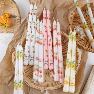 25cm Fruit Printed Long <b>Taper</b> <b>Candle</b> Smokeless Paraffin Wax Romantic Wedding Dinner Home Party Decorative <b>Candles</b> - Product Image 5