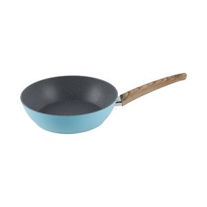Venta al por mayor saludable revestimiento antiadherente sartén 22cm 24cm 28cm varios tamaños sartén <span class=keywords><strong>de</strong></span> aluminio con mango <span class=keywords><strong>de</strong></span> madera resistente al calor - Product Image 1
