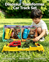 Coche de Caza de Dinosaurios con Deformación por Choque, Vehículo Transformable, Figura de Dinosaurio y Pegatinas, Set de Juego de Fricción para Niños