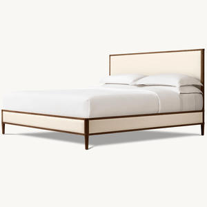 Cama Plataforma Rhoohill Personalizada Estilo Americano em Carvalho Maciço com Design Francês Campestre em Linho para Quarto Principal - Product Image 3