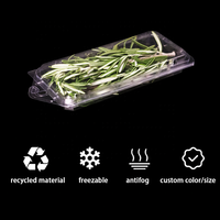 Boîte d'emballage rectangulaire en plastique RPET pour légumes, herbes et gâteaux, grande taille, écologique, qualité alimentaire, gaufrage, vernissage, personnalisable