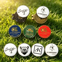Logo de balle de golf personnalisé en émail dur plaqué or, style antique, avec métal gravable magnétique pour souvenirs et compétitions