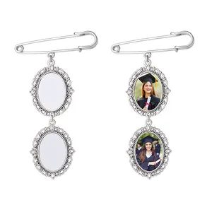 Pendentifs vierges personnalisés Photo commémorative Bouquet <span class=keywords><strong>de</strong></span> mariage Sublimation Graduation Cap Charms Broche en métal avec <span class=keywords><strong>ailes</strong></span> d'ange - Product Image 1