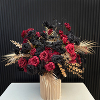 Goldene Schwarze Rosen-Blumenkugel als Tischdekoration, Boden-Blumenarrangement, Hornförmiger Bogen-Dekor, Hochzeits-Bankett-Bouquet Partydekoration